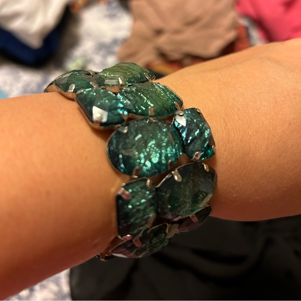 Elastic, costume jeweled bracelet.